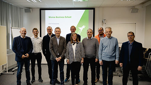 Group picture of the delegation from Hungary together with the dean's office and professors of the Wismar Business School